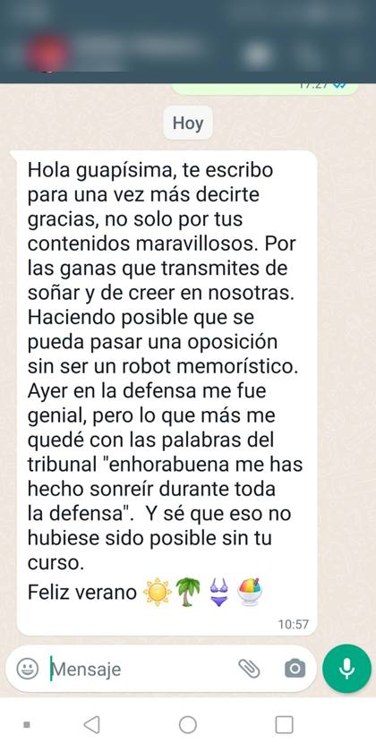 Opinión real de una alumna de Infantil sobre la formación de Elisabet Oposiciones